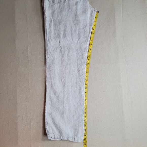 Old Navy 100% Linen Trouser Pants Womens L Beige 4 Pockets Straight Leg 36x32.5 - Picture 4 of 10